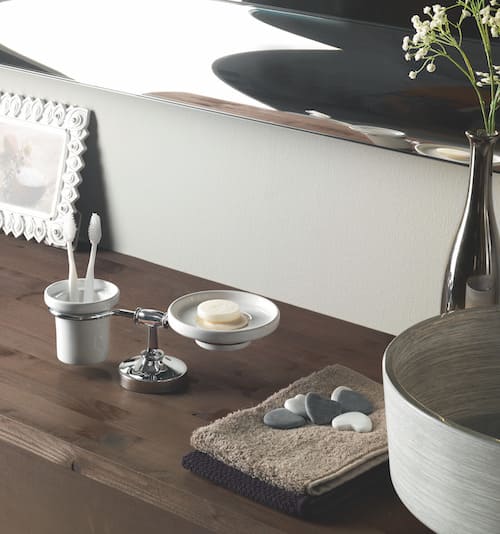 924 CB33 - PORTA SAPONE/SALVIETTE DA BDIET CERAMICA BIANCA