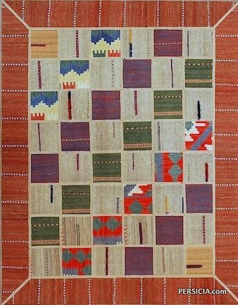 197x156. Персидский килим-пэчворк с квадратным раппортом