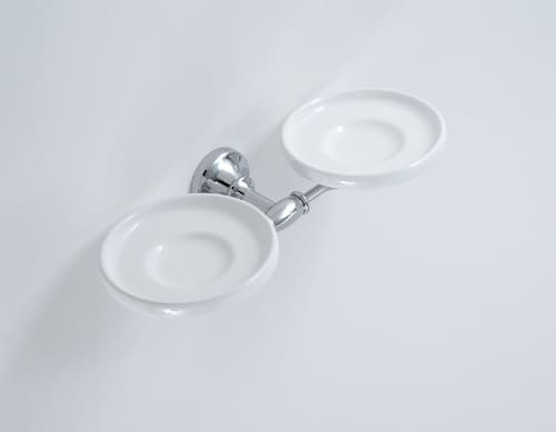 906 CB33 - PORTA SAPONE DOPPIO CERAMICA BIANCA