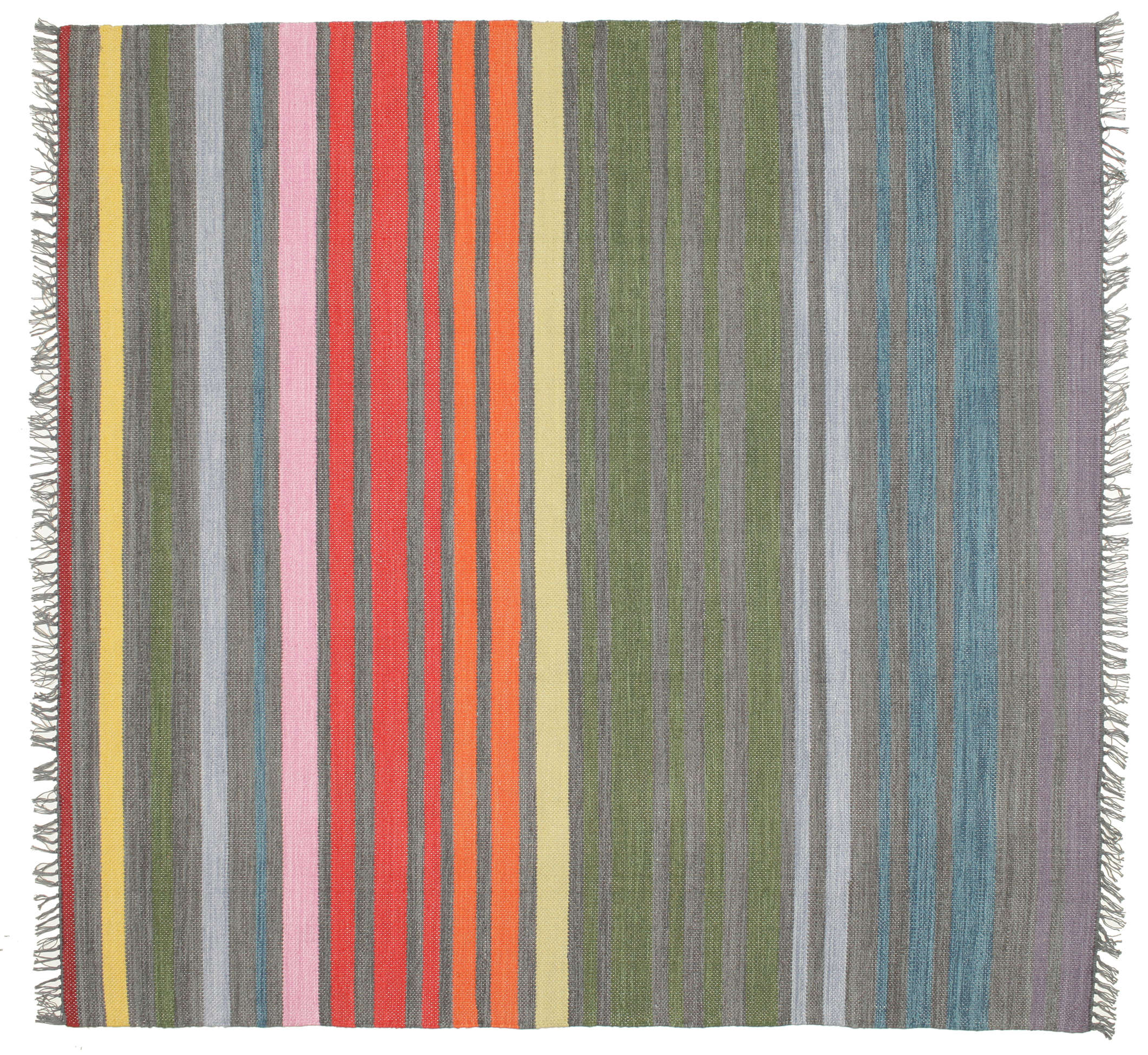 200x200. Квадратный ковер в разноцветную полоску. Хлопок