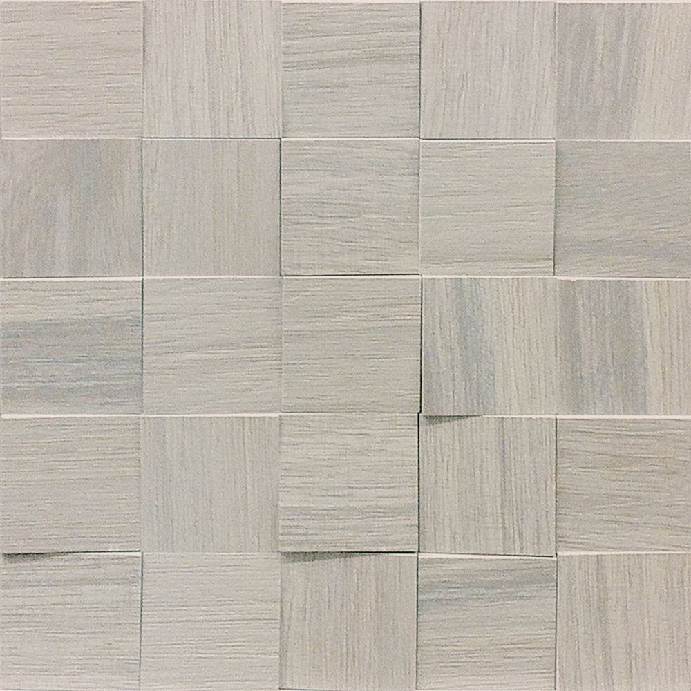 WOODEN TILE GRAY MOSAICO 6X6 3D