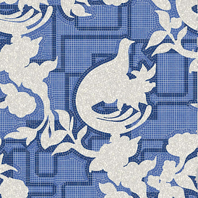 ARTISTIC MOSAIC PEACOCK WHITE 1X1