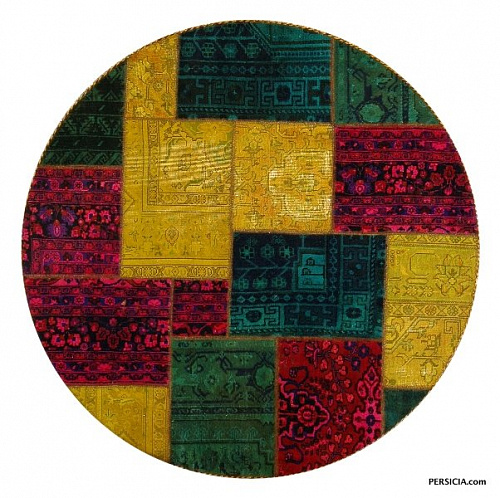 175x175. Круглый желто-красно-зеленый персидский пэчворк