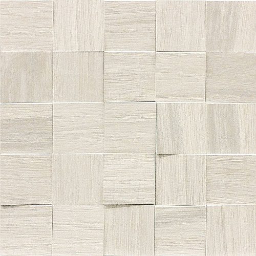 WOODEN TILE WHITE MOSAICO 6X6 3D