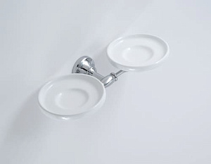 906 CB33 - PORTA SAPONE DOPPIO CERAMICA BIANCA
