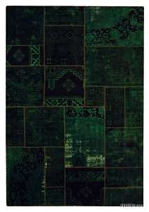 301x209. Персидский ковер-пэчворк изумрудно-зеленого цвета