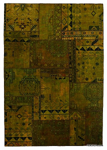 244x169. Персидский ковер-пэчворк оливково-коричневый